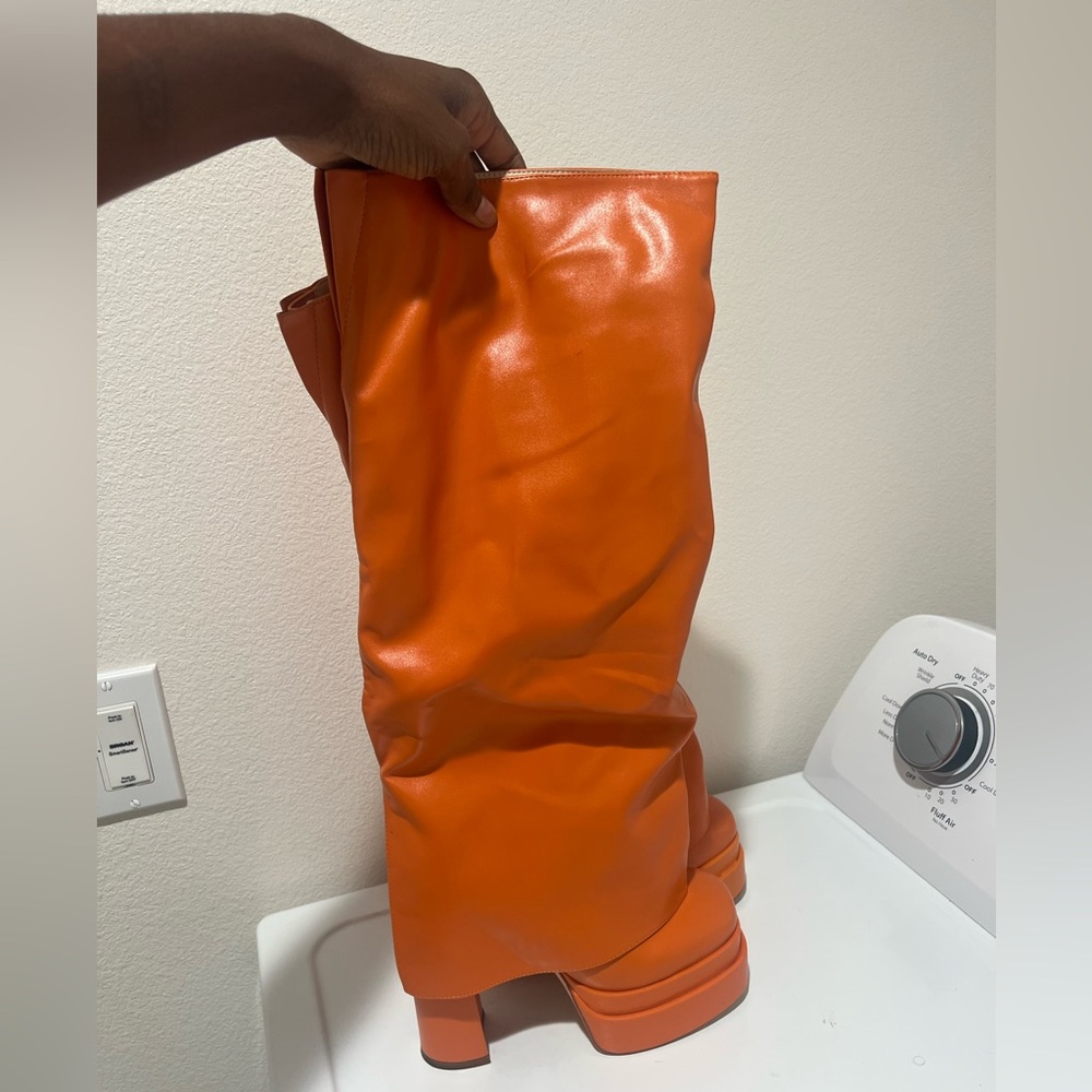 Orange platform boots